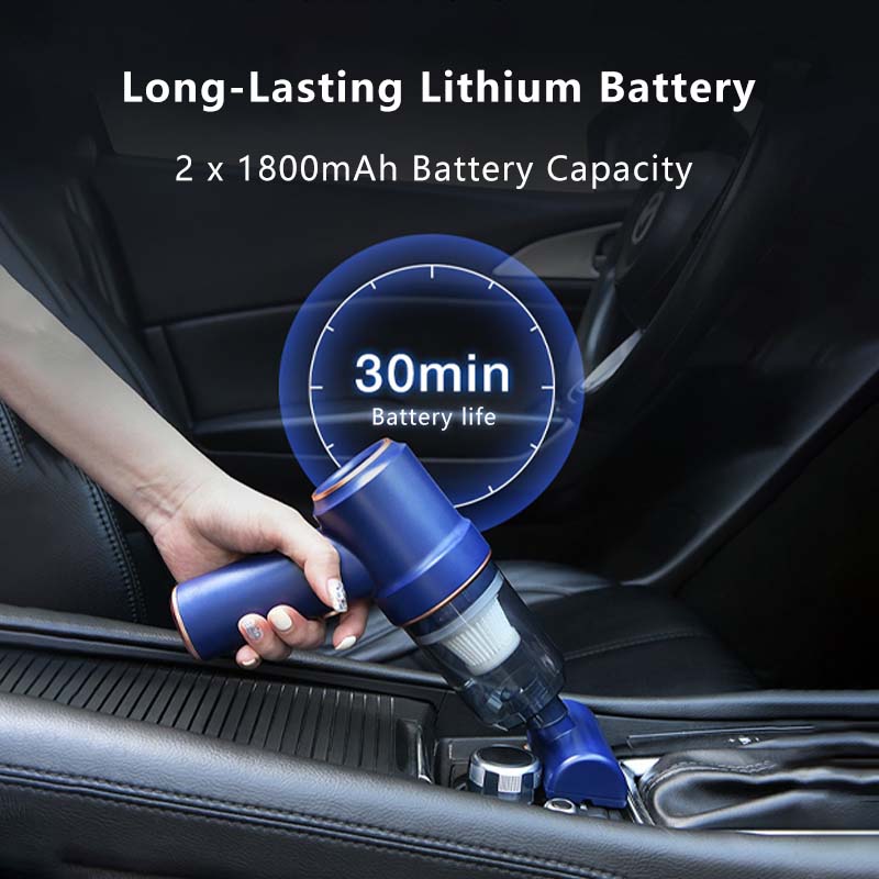3 in 1 Handheld Car Vacuum Cleaner Cordless Portable Long Lasting Battery Reusable Filter Handheld
