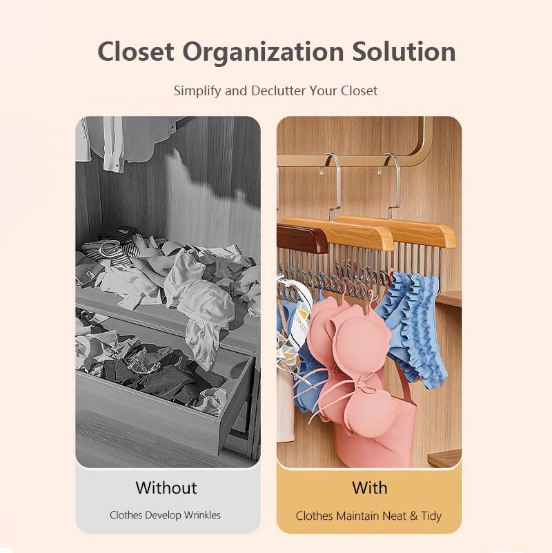 Multifunctional Hook Hanger Clothes Closet Space Saving Tidy Wood Hook Garment Storage Rotatable Hook