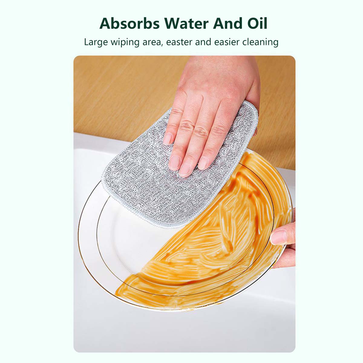 Silver Thread Dish Cloth Double-Sided Strong Stain Removal Safe on Surfaces (10 pieces per pack)