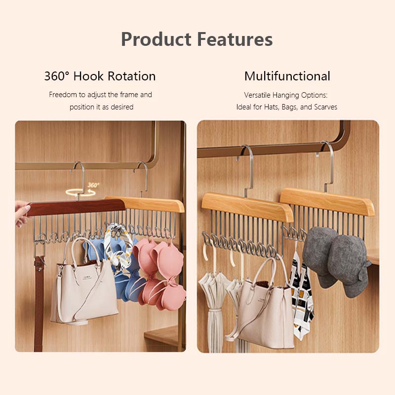 Multifunctional Hook Hanger Clothes Closet Space Saving Tidy Wood Hook Garment Storage Rotatable Hook