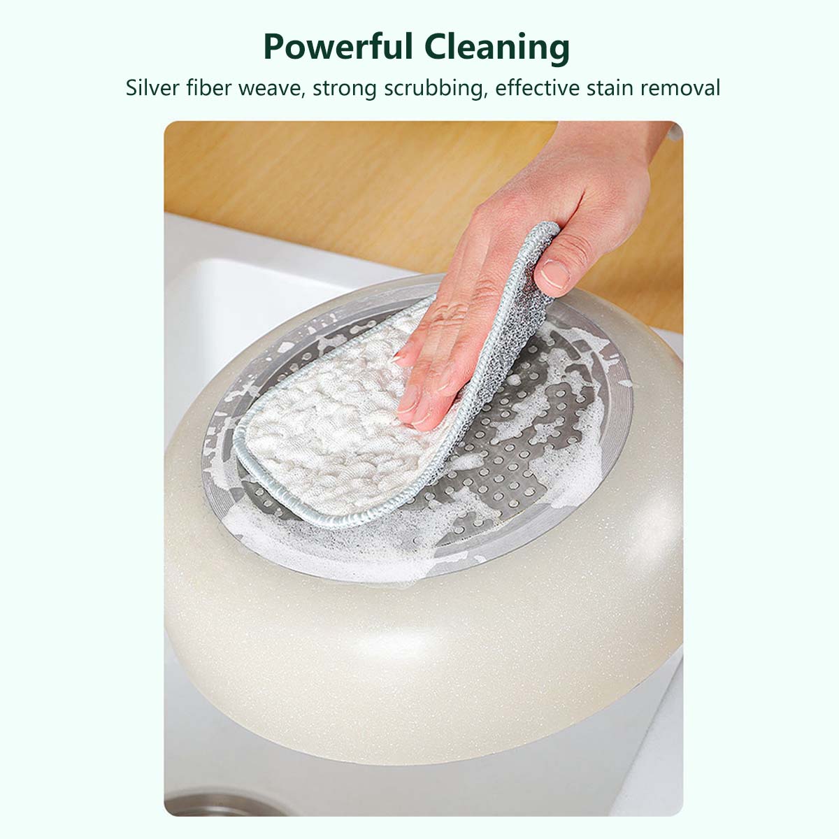 Silver Thread Dish Cloth Double-Sided Strong Stain Removal Safe on Surfaces (10 pieces per pack)
