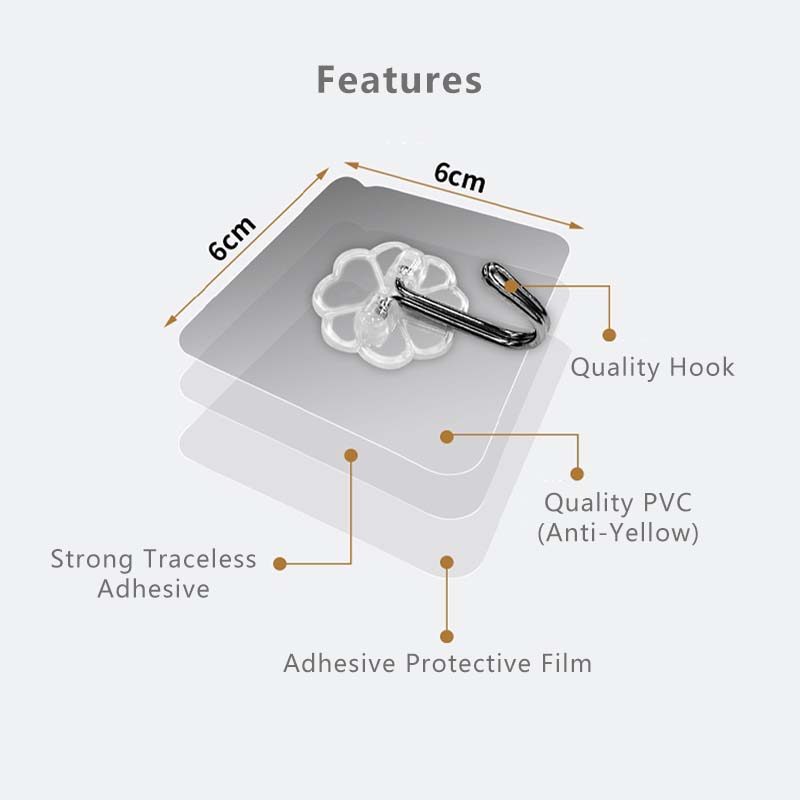 ✅SG Local Seller✅ Transparent Wall Hook Multipurpose Adhesive PVC Hook Hanger Organizer Wall-mounted