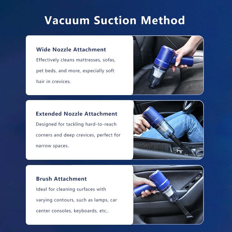 3 in 1 Handheld Car Vacuum Cleaner Cordless Portable Long Lasting Battery Reusable Filter Handheld