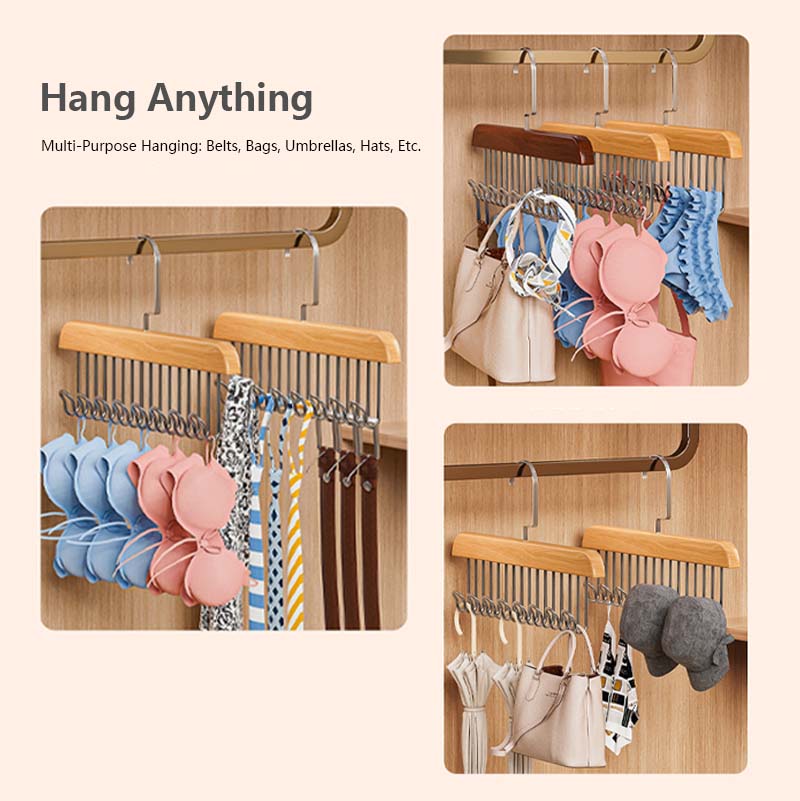 Multifunctional Hook Hanger Clothes Closet Space Saving Tidy Wood Hook Garment Storage Rotatable Hook