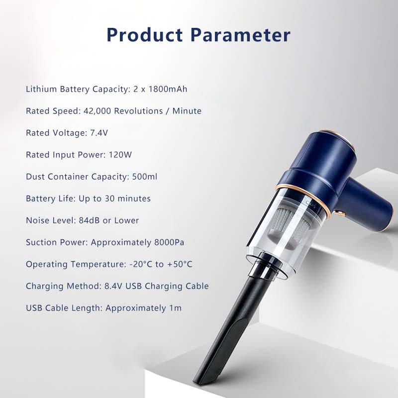 3 in 1 Handheld Car Vacuum Cleaner Cordless Portable Long Lasting Battery Reusable Filter Handheld