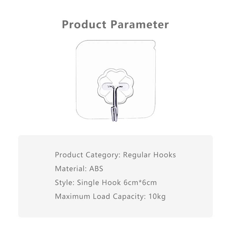 Transparent Wall Hook Multipurpose Adhesive PVC Hook Hanger Organizer Wall-mounted