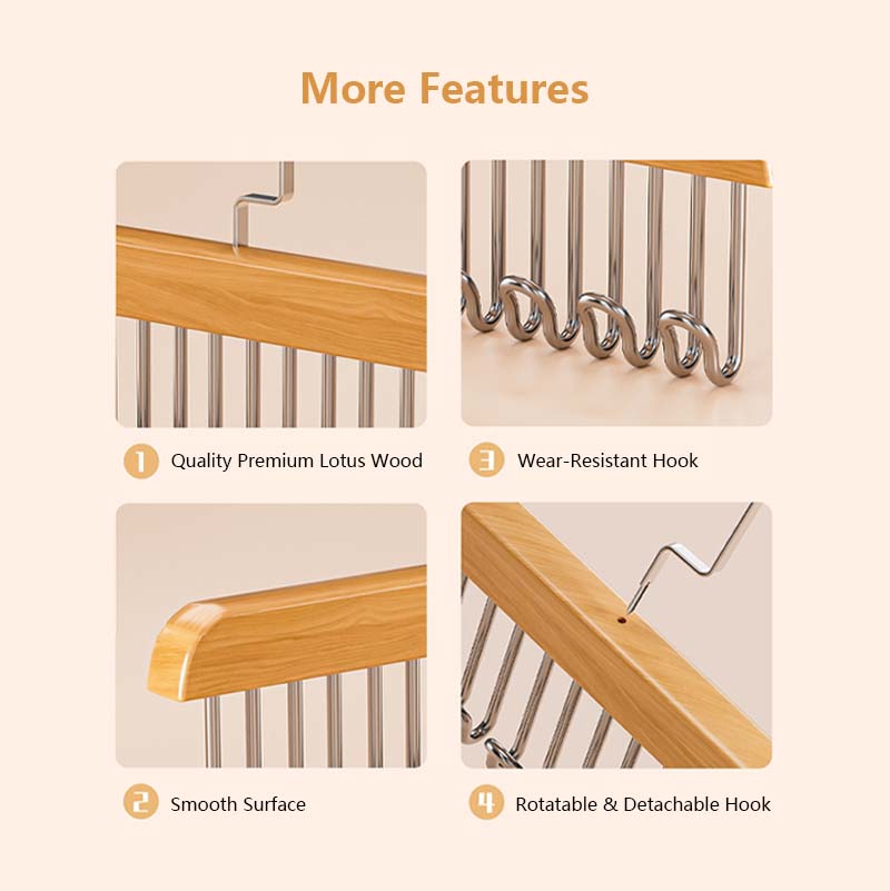 Multifunctional Hook Hanger Clothes Closet Space Saving Tidy Wood Hook Garment Storage Rotatable Hook