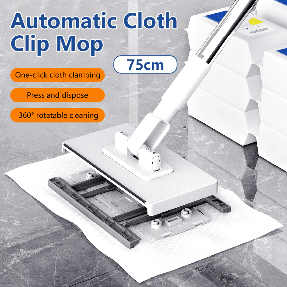 Reusable Face Towels Lazy Mop Cloth Changing Mop 360 Degrees Rotating Replaceable Mop