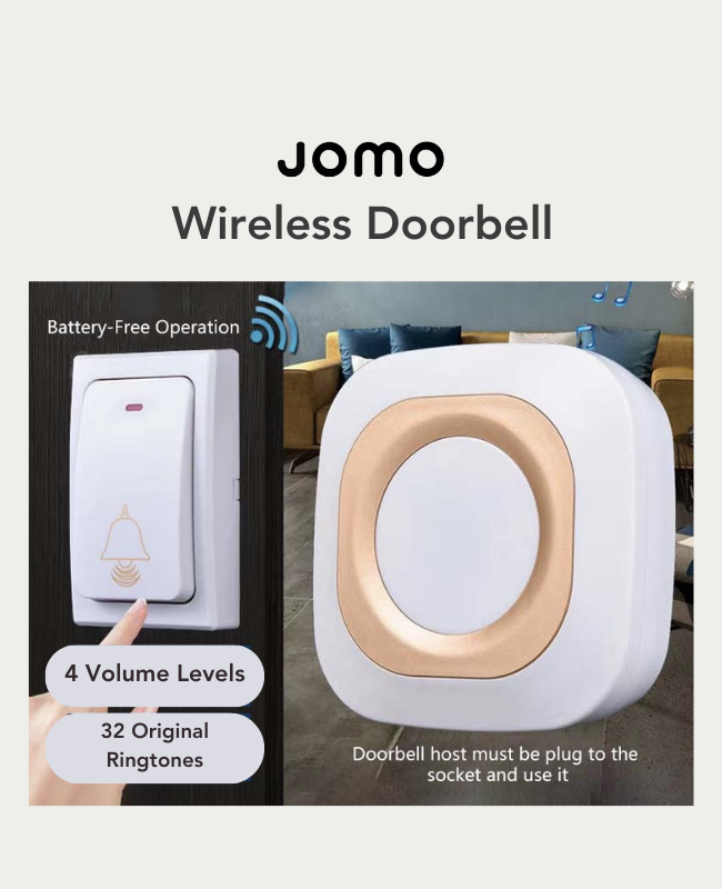 Wireless Doorbell Long Wireless Range Long Term Secure Use Adjustable Volume Battery Free Operation