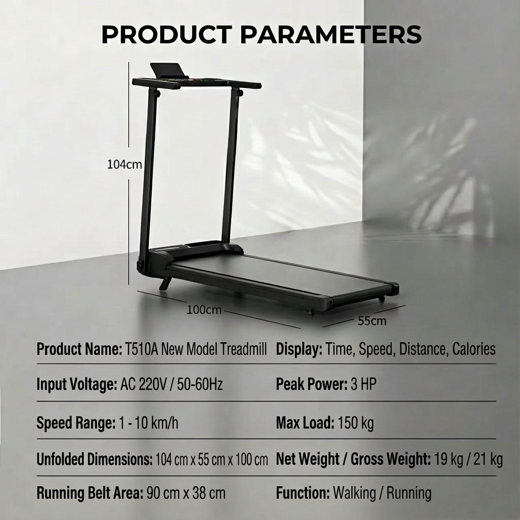 JOMO Ultra Quiet Foldable Treadmill Low Noise Motor 150kg Max Load Incline iPad Holder Shock Absorption