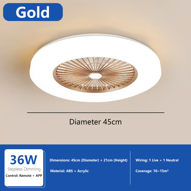 2-in-1 Smart Ceiling Fan Light 45cm - 6 Speed, APP+Remote, 3 Color Lights, Timer for Bedroom