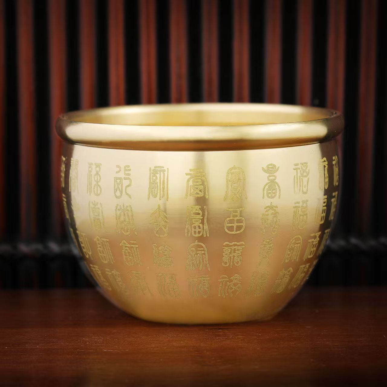 Brass Baifu Blessings Wealth Jar 黄铜百福缸 浮雕百福缸 激光百福缸 实心砂金小元宝