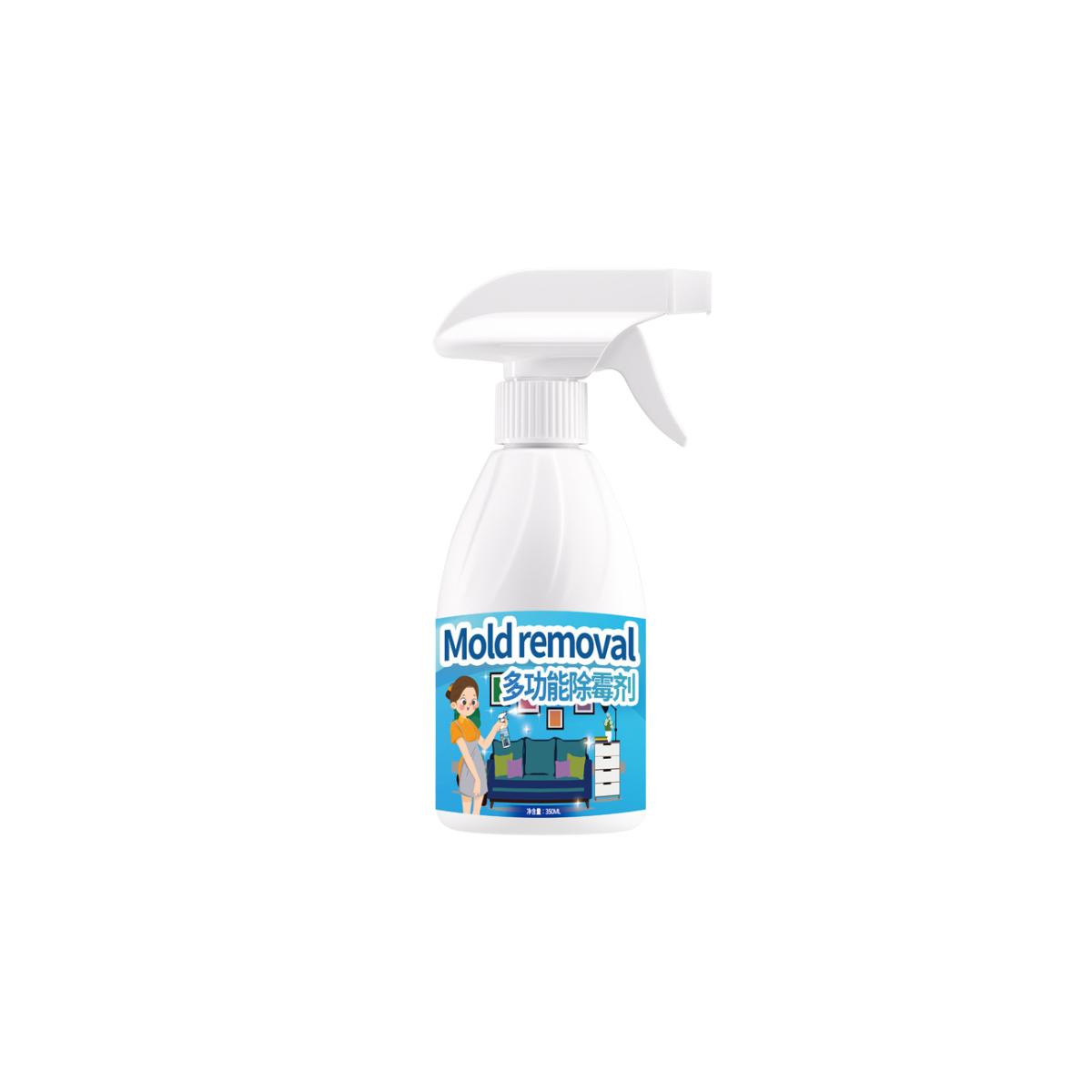 Multipurpose Mold Remover Spray Fast-Acting Spray Penetrates Deep Eliminates Stains & Odors Safe for Home Use (350ml)