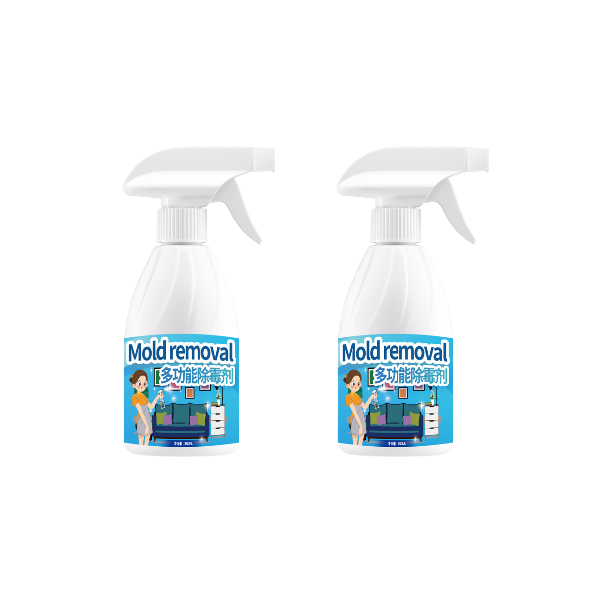 Multipurpose Mold Remover Spray Fast-Acting Spray Penetrates Deep Eliminates Stains & Odors Safe for Home Use (350ml)