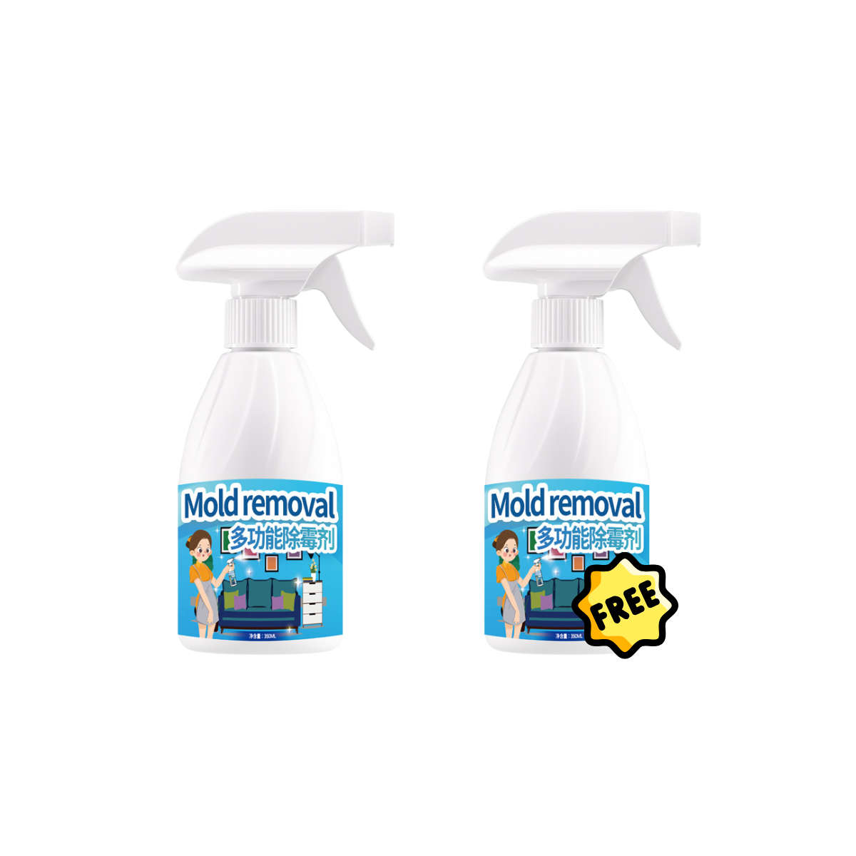 【Buy 1 Free 1】Multipurpose Mold Remover Spray Fast-Acting Spray Penetrates Deep Eliminates Stains & Odors Safe for Home Use (350ml)