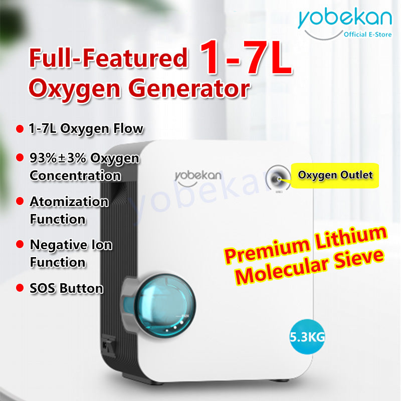 Yobekan 1-7L Oxygen Concentrator Oxygen Generator Machine Household Portable Atomizer Negative Ion