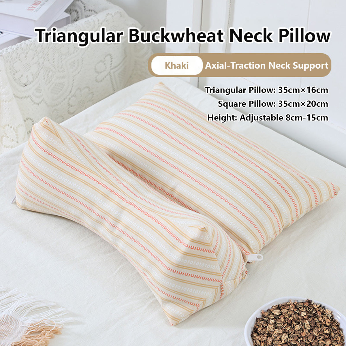 Triangular Buckwheat Neck Pillow Neck & Lumbar Support Ergonomic Loft Firm & Soft Pillows