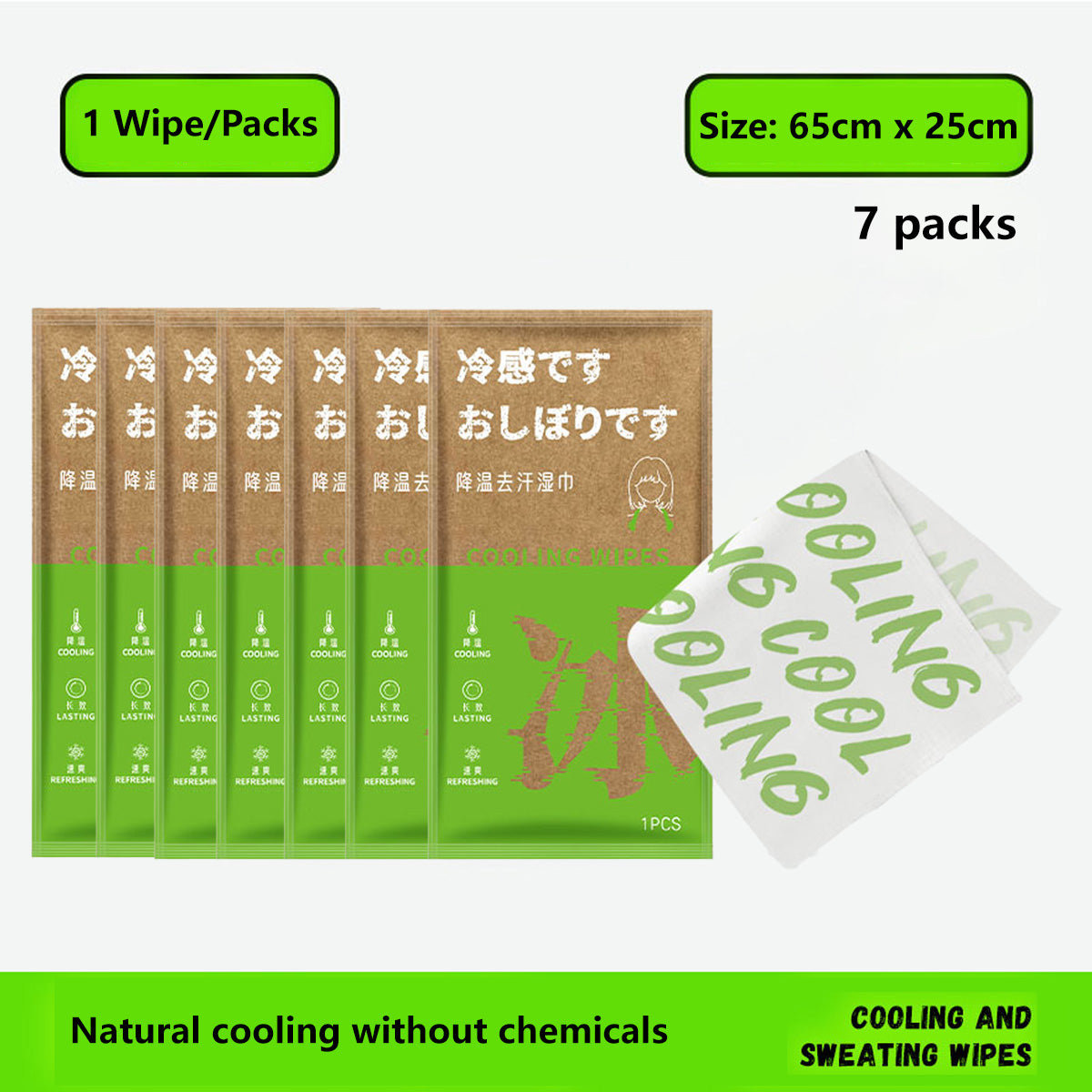 ️ Cooling Wipes Lime & Jasmine Helps with Sweat Herbal Infused Formula Gym & Travel (1pcs/pack)