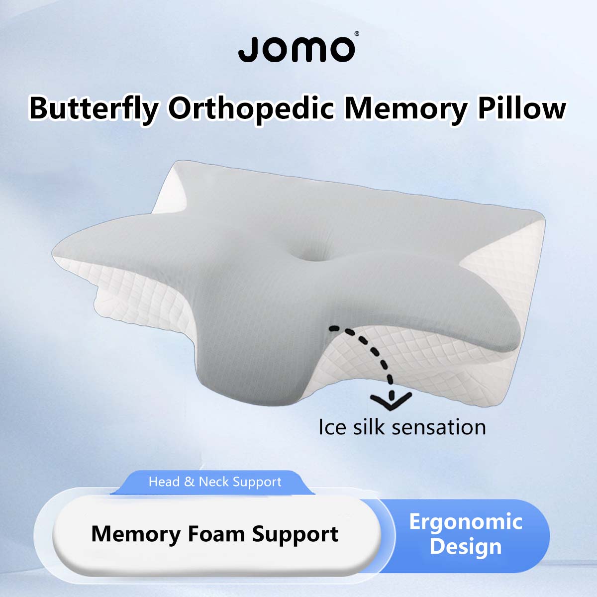 Butterfly Orthopedic Memory Pillow - Ergonomic Neck Support, Slow Rebound, for Back, Side & Stomach Sleepers