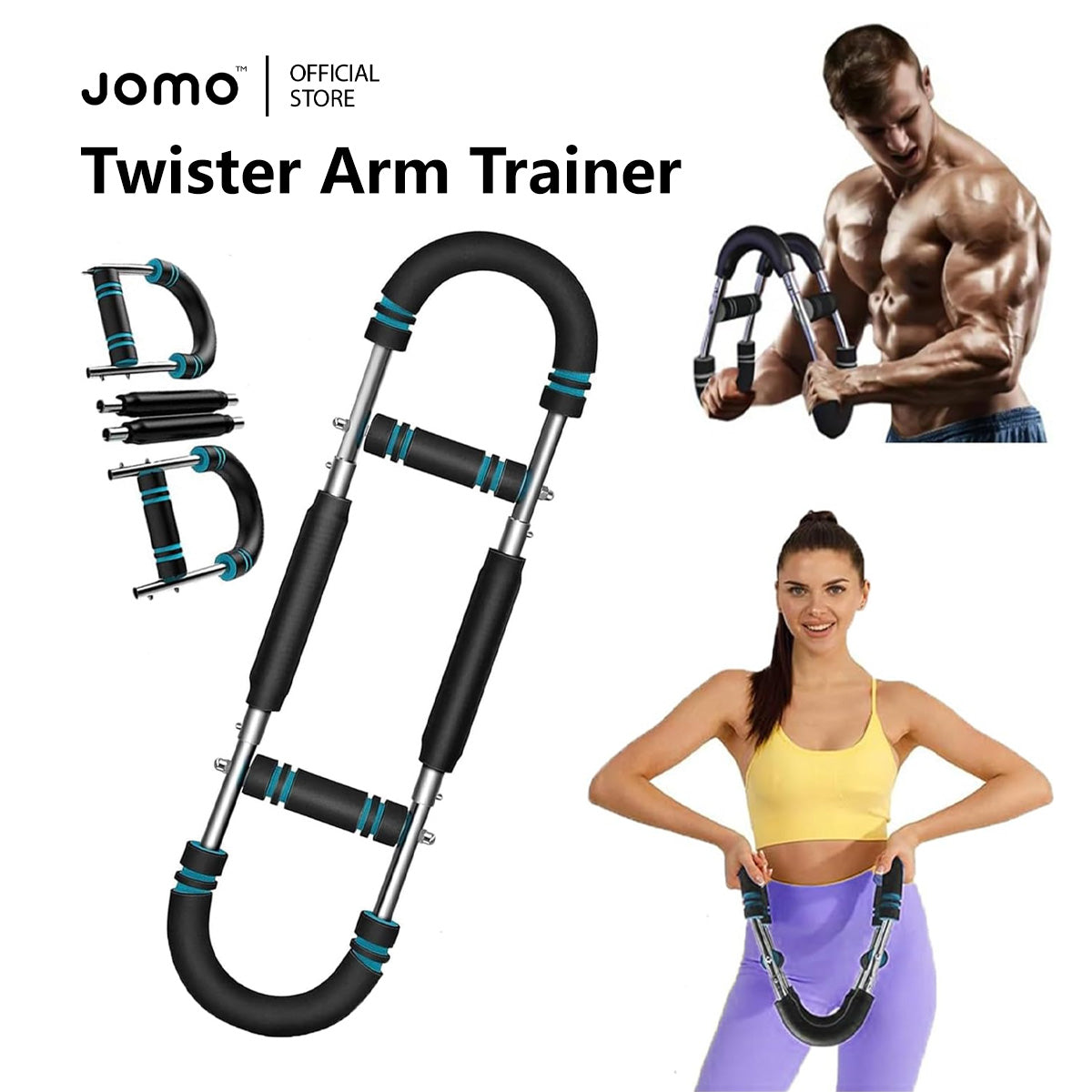JOMO Twister Arm Trainer U-Shaped Arm Exerciser 20KG to 50KG Steel Spring for Shoulder Chest & Arm Workout Foam Grip