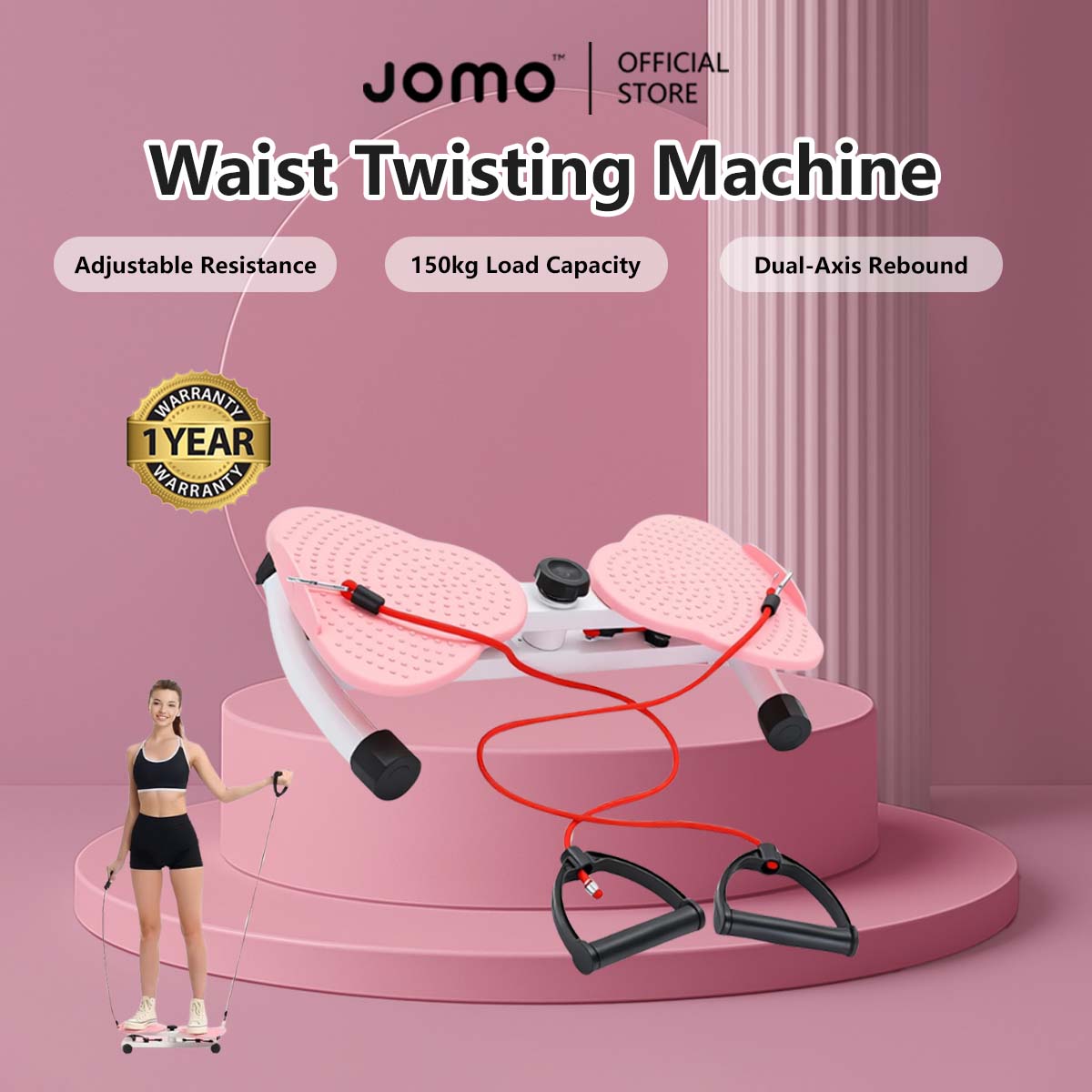 JOMO Waist Twisting Machine ā Adjustable Fitness Twister with High-Speed Bearings, Non-Slip Base & 150KG