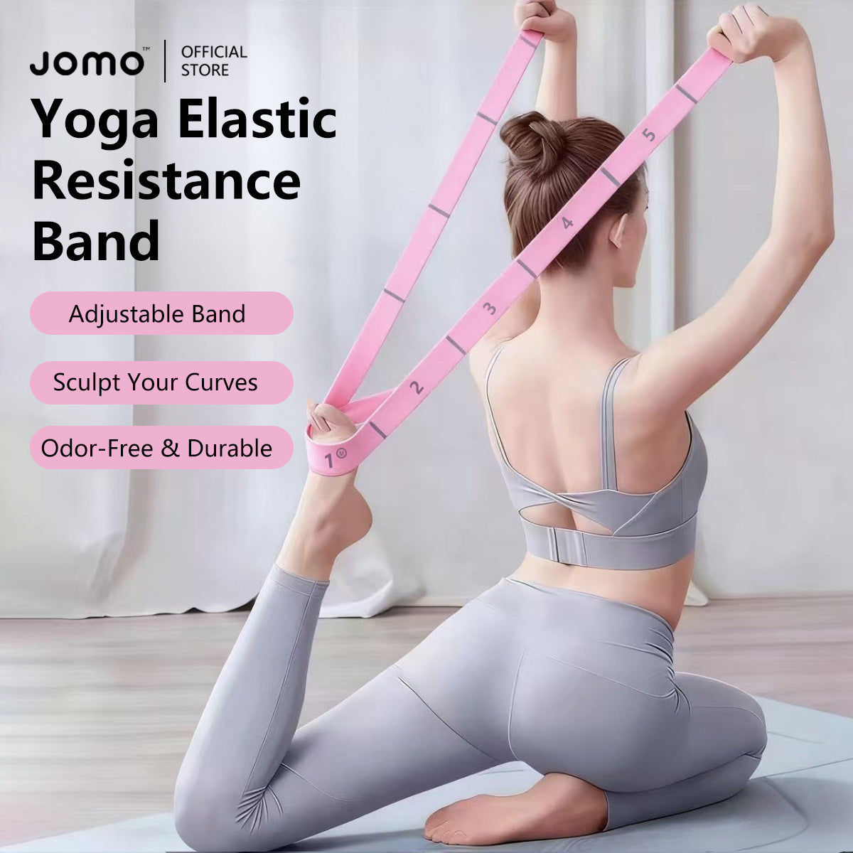 JOMO Yoga Elastic Resistance Band Full Body Workout for Glutes, Legs, Arms, Back, Yoga