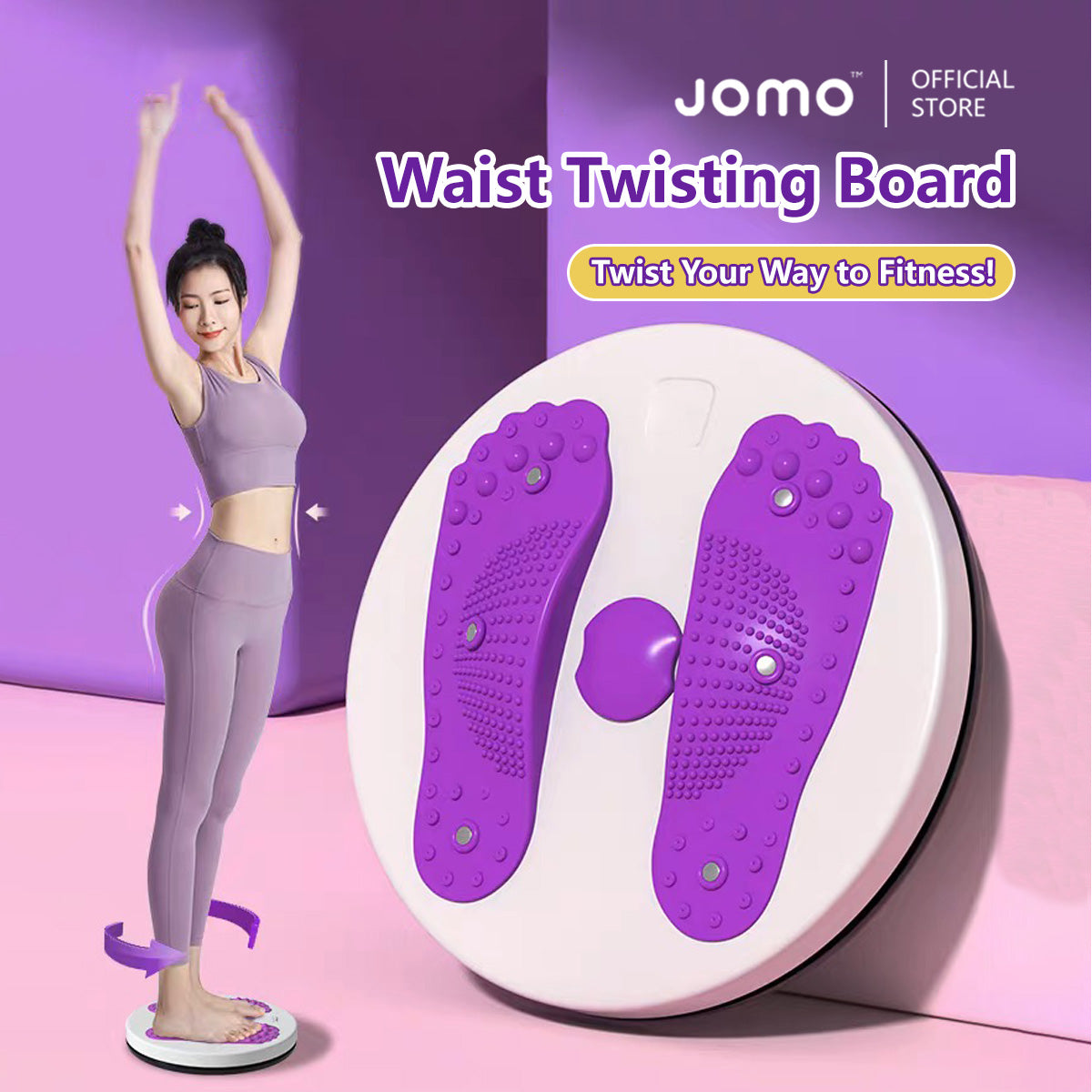 JOMO Waist Twisting Board Massage Feet and Enhance Core Strength with 3D Touch Points & Anti-Slip Base