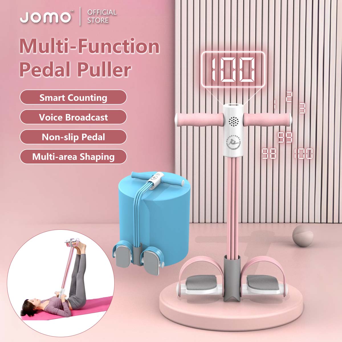 Multi-Function Pedal Puller | Smart Counter, LED Display, Voice Feedback | Home Workout Equipment