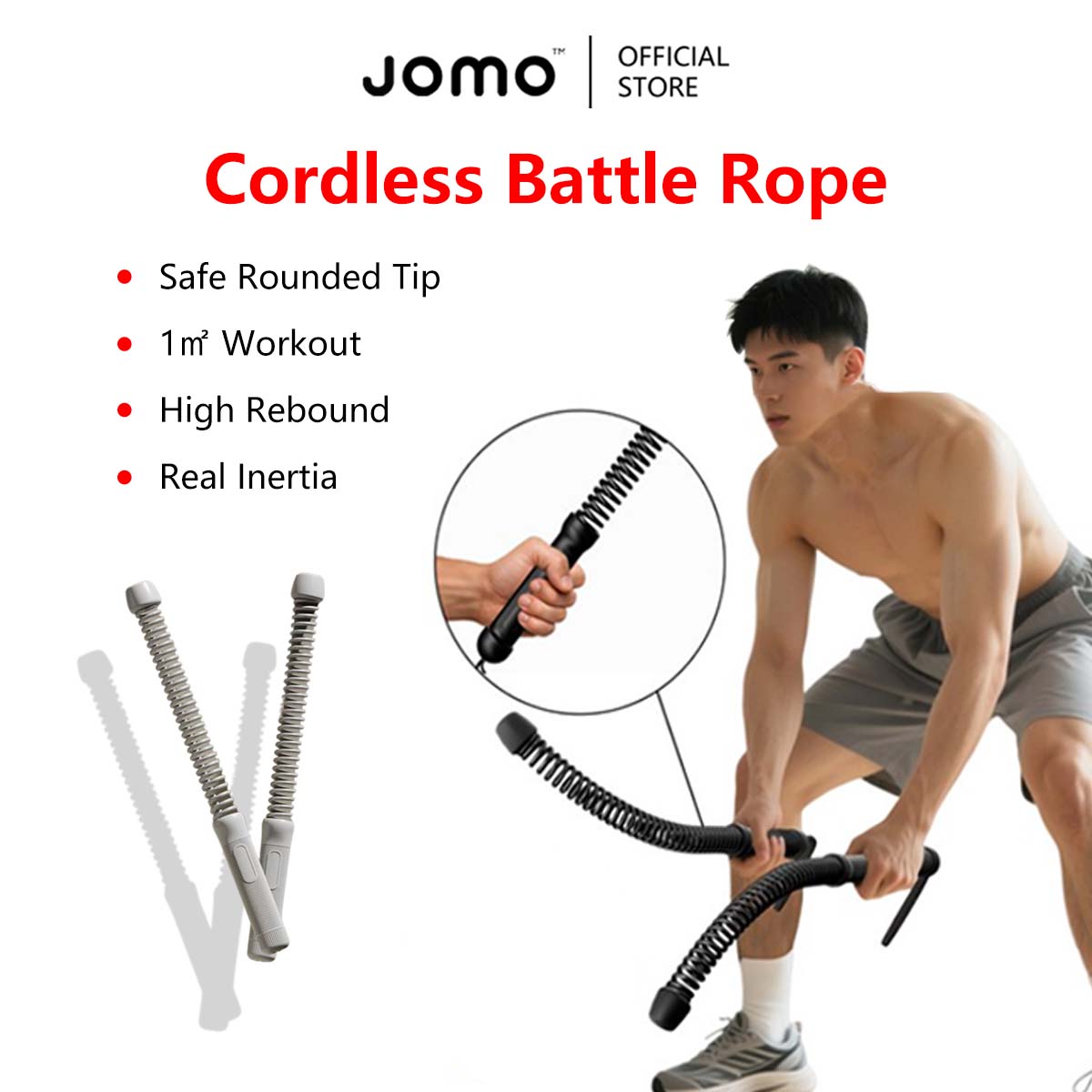 Cordless Battle Rope | Home Gym Fitness Equipment | Muscle & Core Training Tool Portable Indoor Exercise Gear