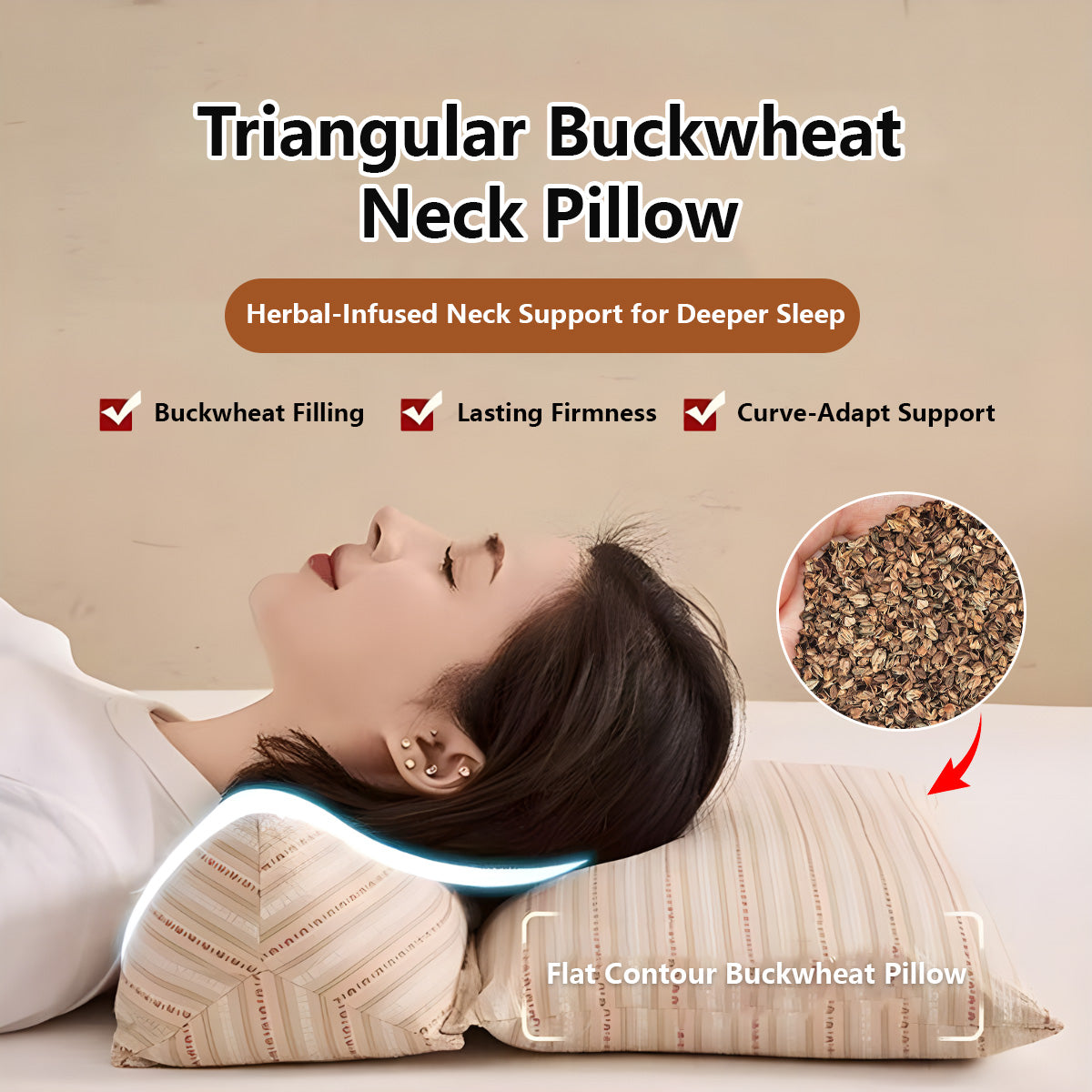 Triangular Buckwheat Neck Pillow Neck & Lumbar Support Ergonomic Loft Firm & Soft Pillows