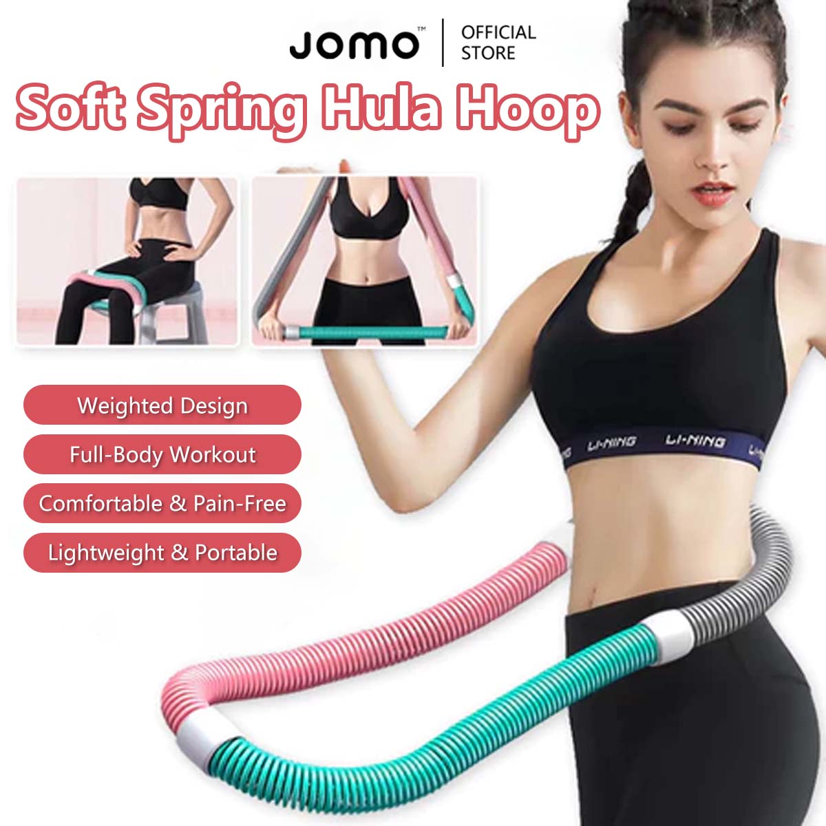 Soft Spring Hula Hoop Compact Waist Trainer Portable Exercise Ring for Weight Loss and Core Training