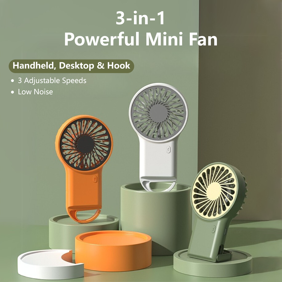 ✅SG Ready Stocks✅ 3-in-1 Powerful Mini Fan Built-in Hook Portable Mini Fan Handheld Fan Desktop Fan Turbo Fan Air Cooler