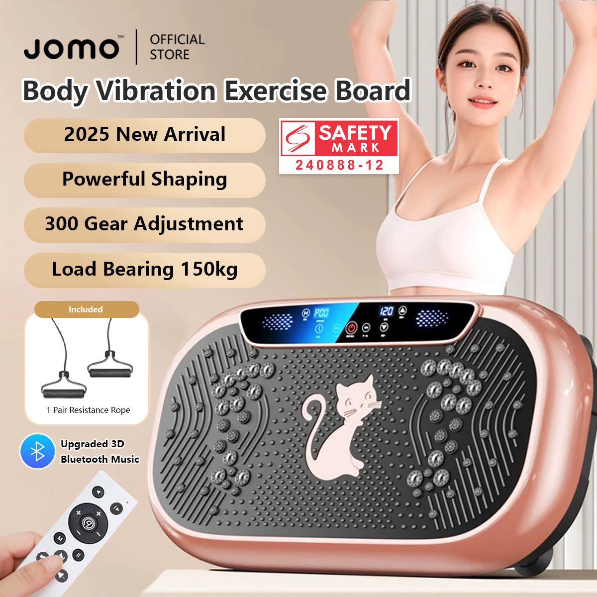 JOMO Vibration Platform Machine 300 Adjustable Levels 9 Workout Modes Bluetooth Music & Magnetic Massage for Home Fitnes