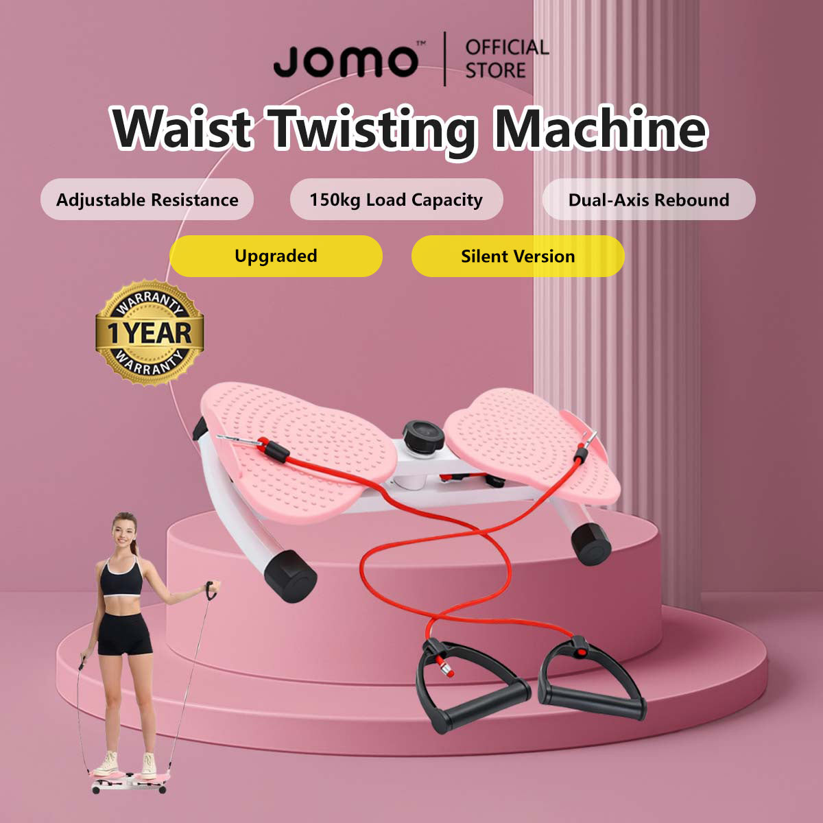 JOMO Waist Twisting Machine β Adjustable Fitness Twister with High-Speed Bearings, Non-Slip Base & 150KG
