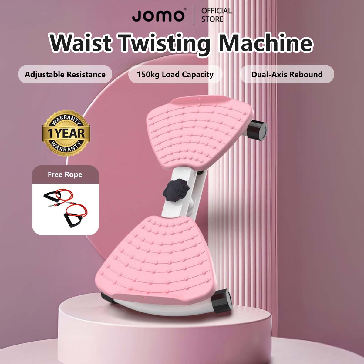 JOMO Waist Twisting Machine ā Adjustable Fitness Twister with High-Speed Bearings, Non-Slip Base & 150KG