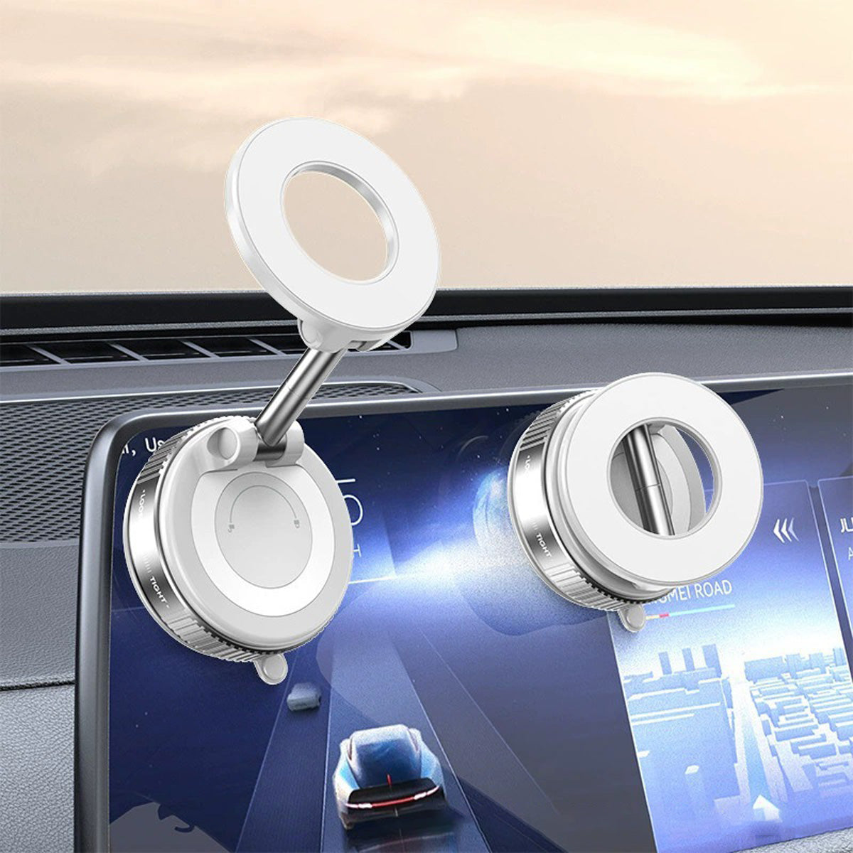 360° Adjustable Magnetic Vacuum Phone Holder Adjustable Angle Foldable Strong Vaccum Magnet Works For Any Surface