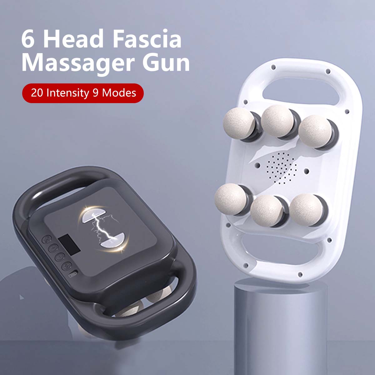 6 Head Fascia Massager Gun 20 Intensity 9 Modes