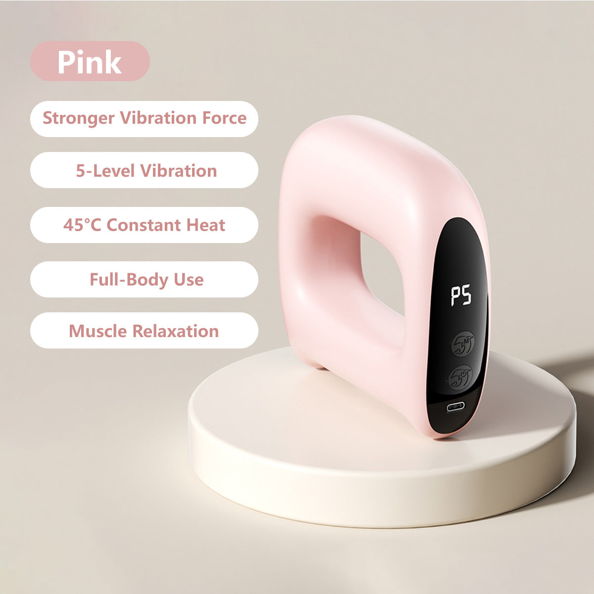 JOMO 2-in-1 Fascia Massage Ring Abdominal Toning Muscle Relax 5 Levels Vibration Rechargeable