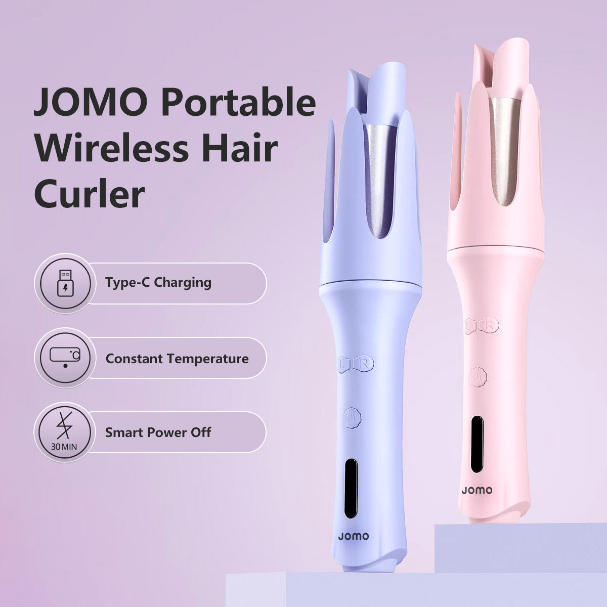 JOMO Portable Wireless Hair Curler Type-C Charging Constant Temperature Smart Power Off