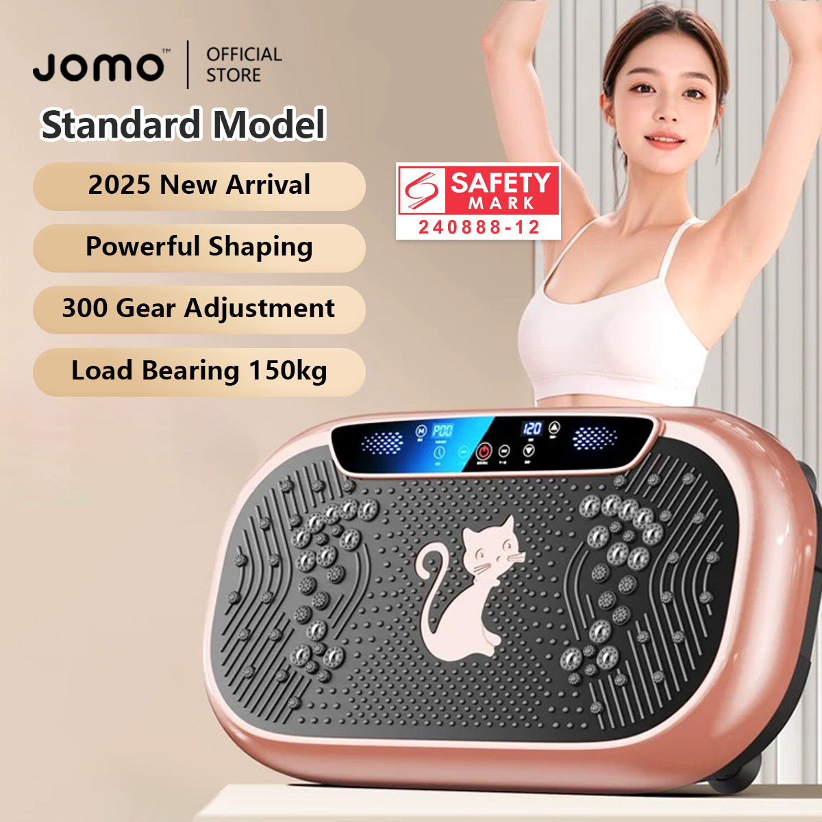 JOMO Vibration Platform Machine 300 Adjustable Levels 9 Workout Modes Bluetooth Music & Magnetic Massage for Home Fitnes
