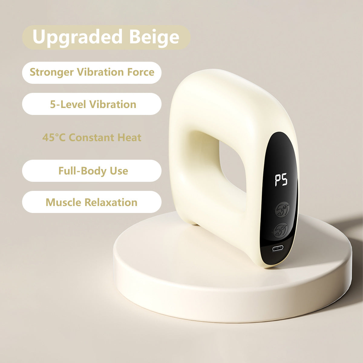 JOMO 2-in-1 Fascia Massage Ring Abdominal Toning Muscle Relax 5 Levels Vibration Rechargeable