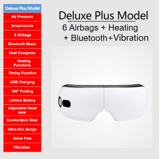 3D Portable Bluetooth Pain Relief Deluxe Plus Eye Massager Black Eye Massager Gift Present