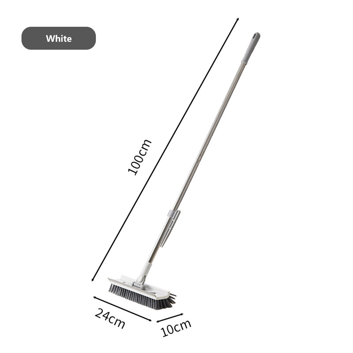 Multi-Purpose 5-in-1 Floor Brush Zero Water Residual Built-In Squeegee Flexible Rotating Head Stiff Bristle