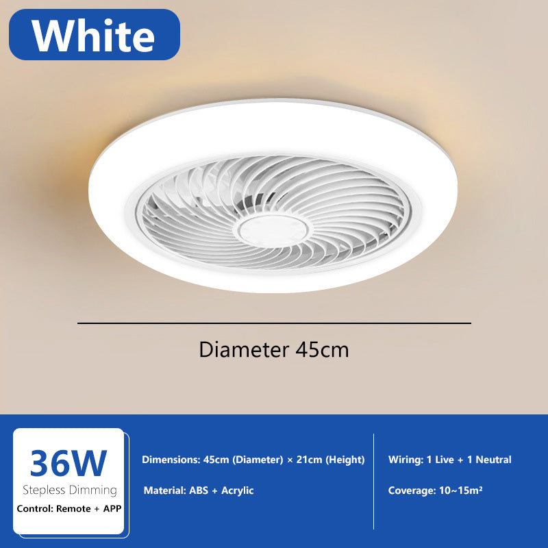 2-in-1 Smart Ceiling Fan Light 45cm - 6 Speed, APP+Remote, 3 Color Lights, Timer for Bedroom
