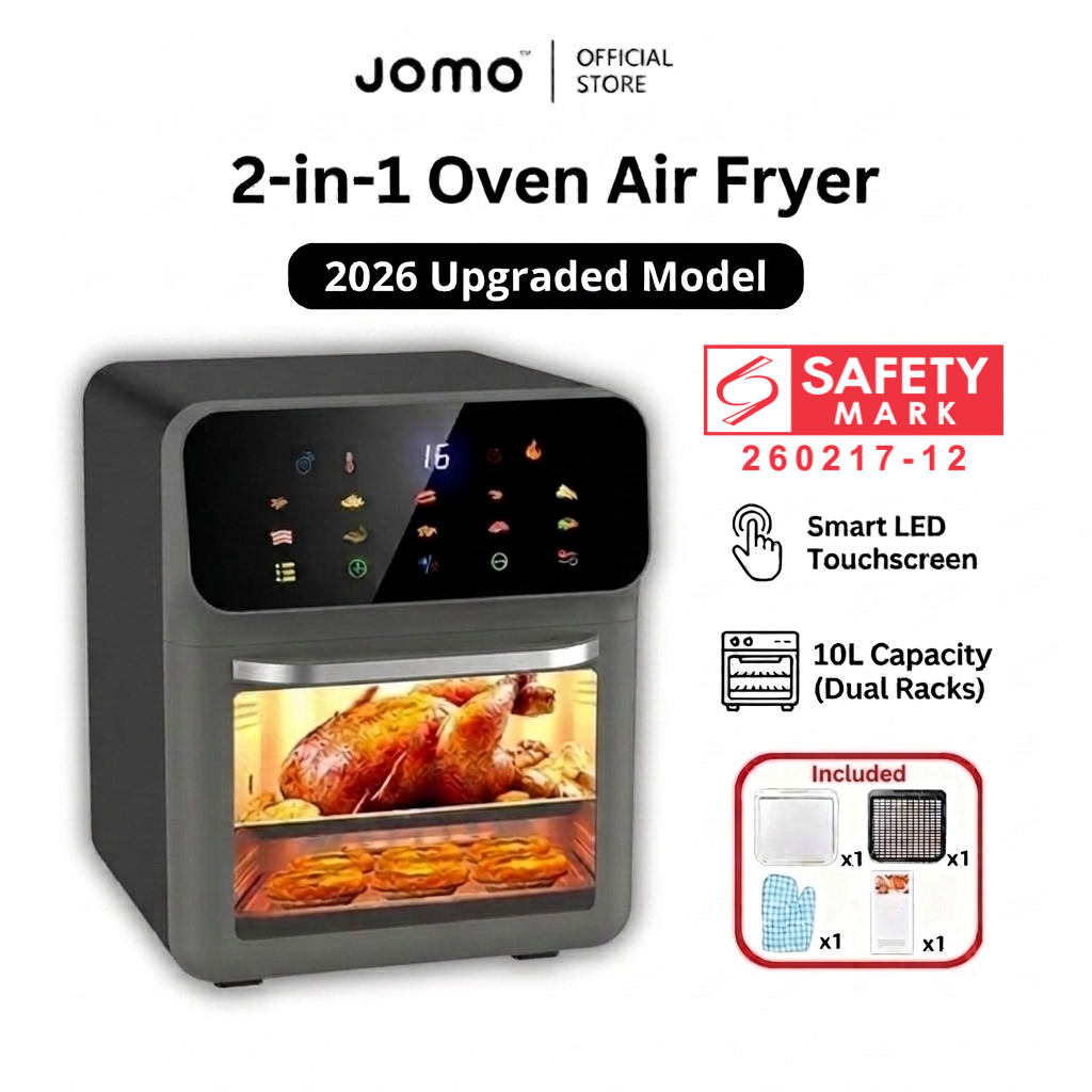 JOMO Air Fryer NTC Temperature Control Touch Control 10 Cooking Presets 1350W 4.5L Capacity