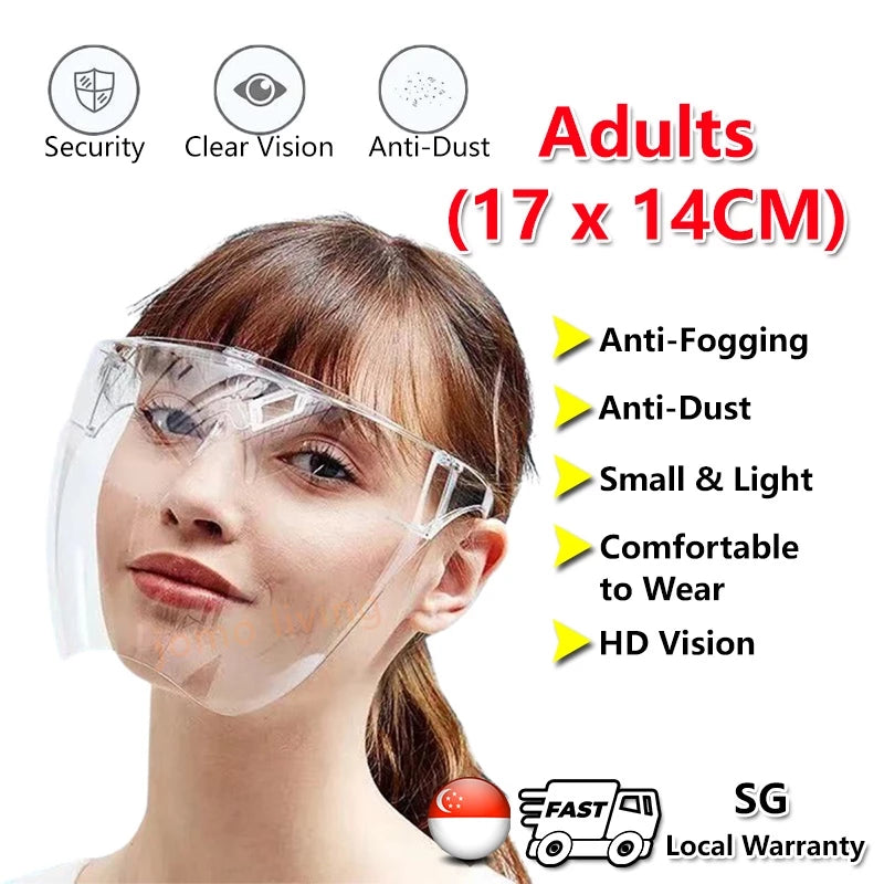 Adult Kids Full Face Shield Acrylic Protective Transparent Cap Face Mask PET Isolation Mask