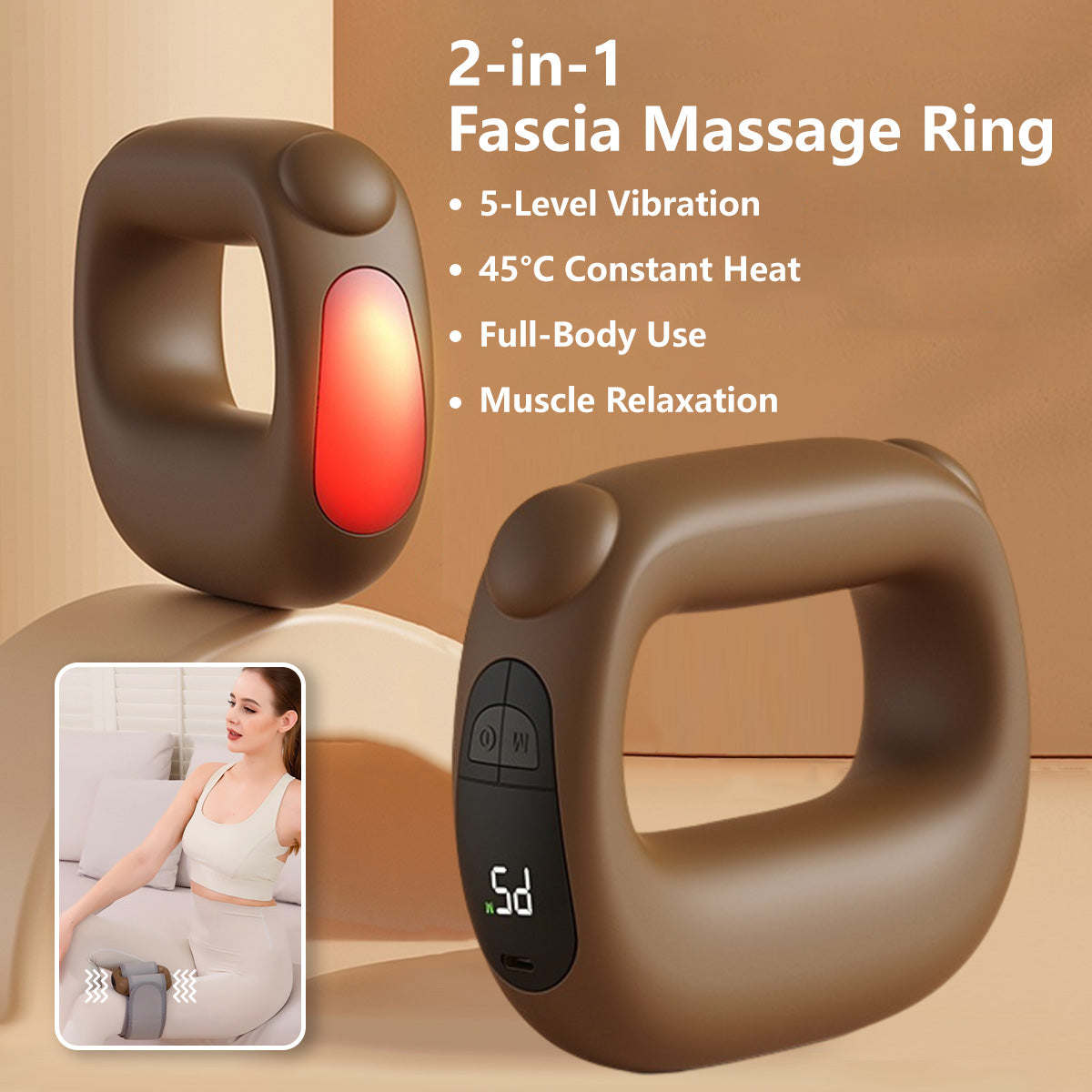 JOMO 2-in-1 Fascia Massage Ring Heat Compress Hands-Free Vibrating Deep Muscle Relaxer