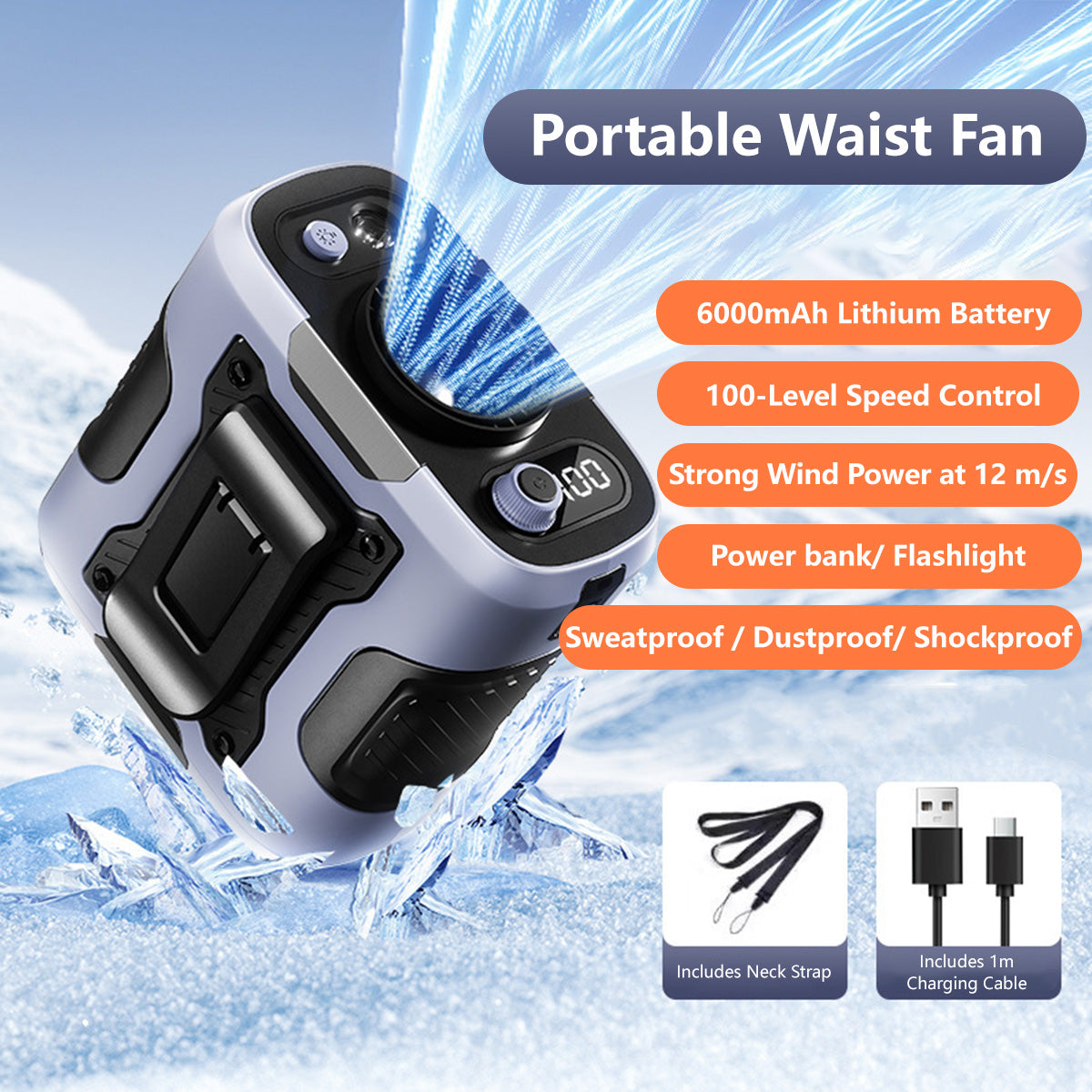 Portable Waist Fan 10000mAh