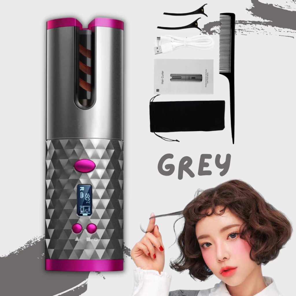 Premium Quality Auto Wireless Portable Ceramic Hair Curler USB Hair Straightener