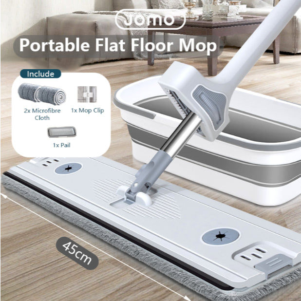 Portable Flat Floor Mop Wet and Dry Mop For Home Cleaning Powerful Absorption Microfibre Cloth